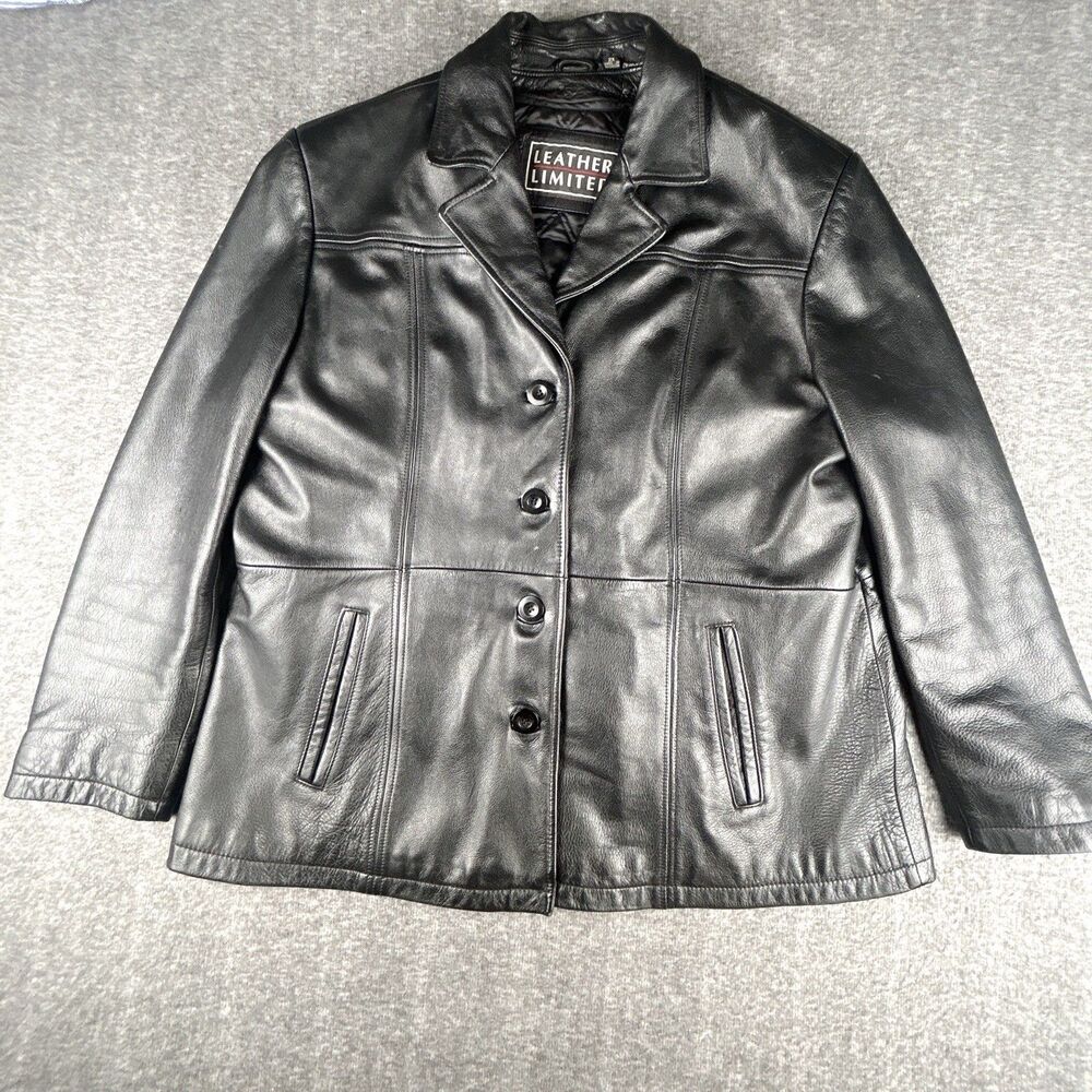 Women’s Leather Limited Black Leather Jacket Size XXL Blazer Lining Vintage Y2K